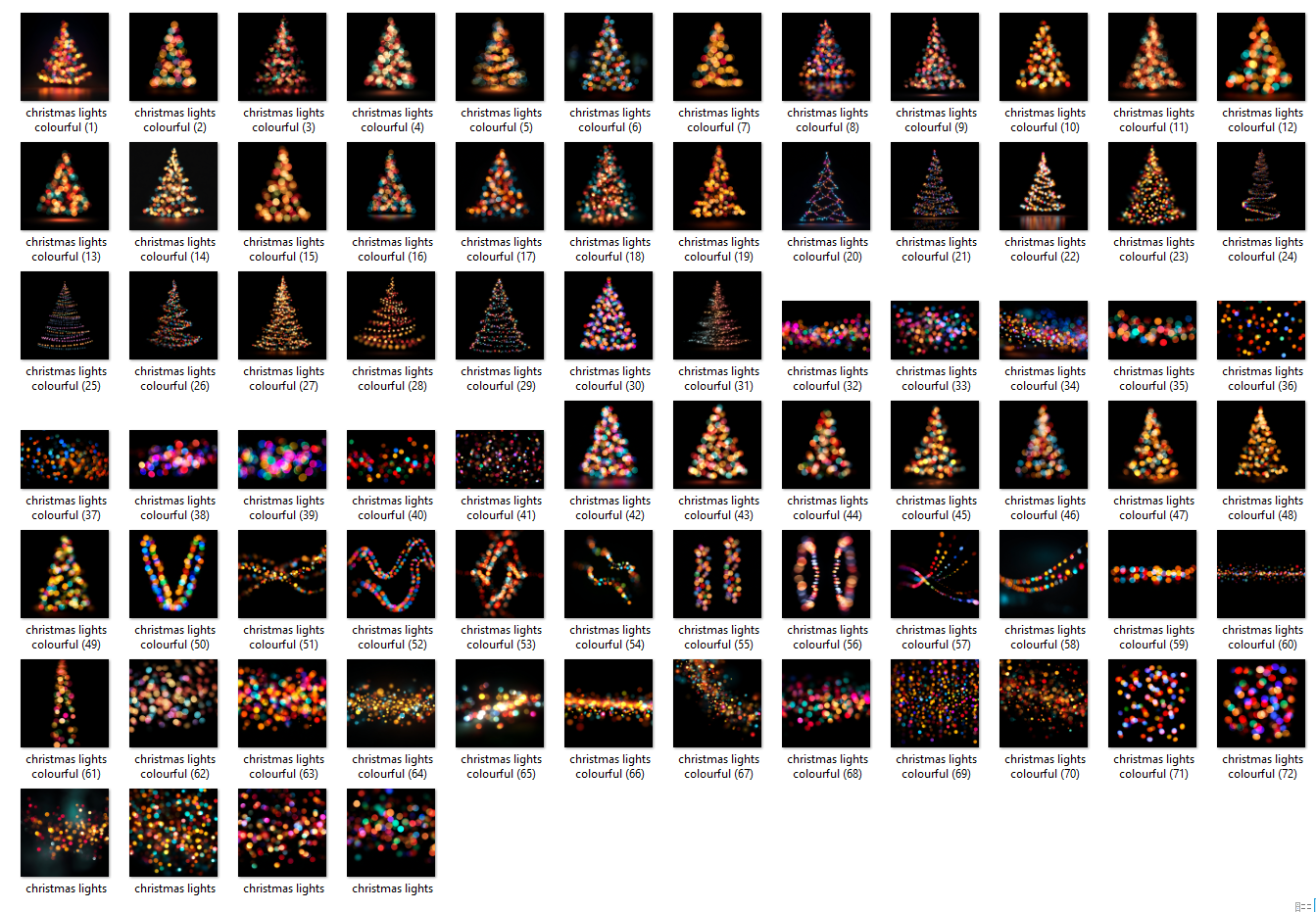 Christmas Colourful Lights- Digital Overlays - Image 5