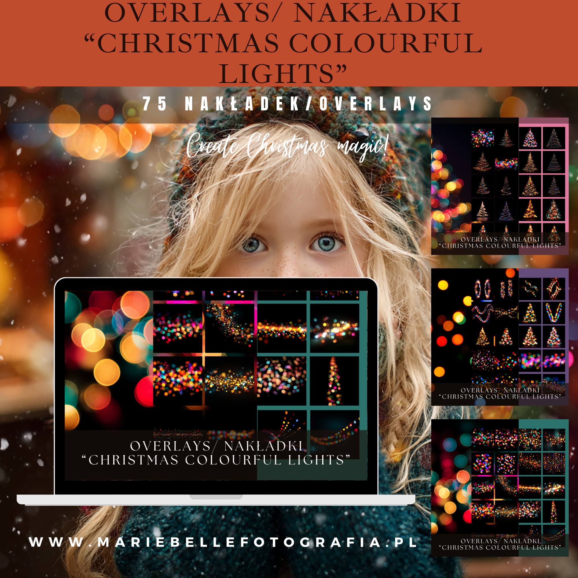 Christmas Colourful Lights- Digital Overlays